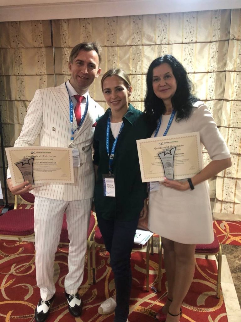 Ruslan Khairov, Kristina Tsyngaeva, Elena Saverskaya at Scientex Conferences